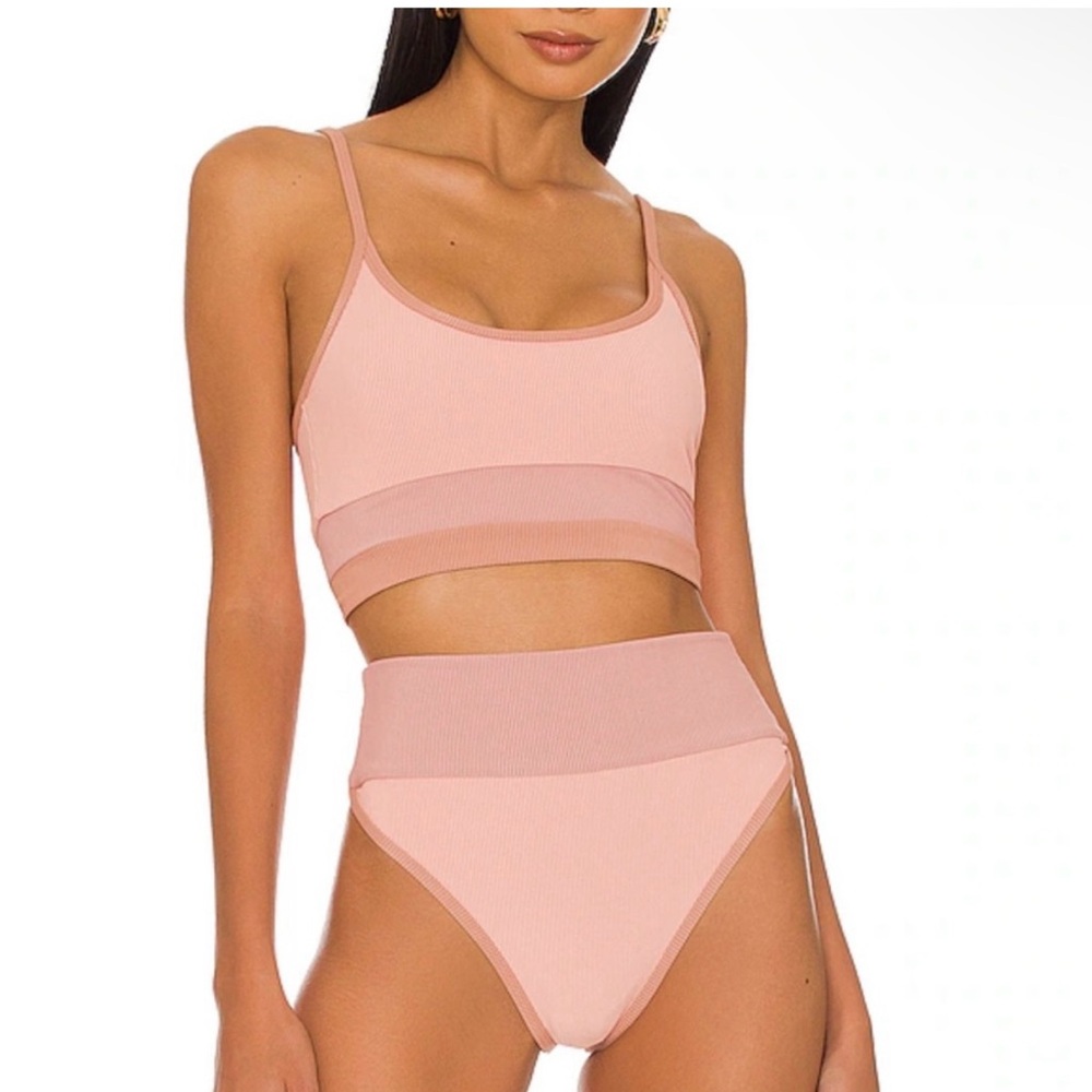 Beach Riot Eva Top and Emmy Bottom in Blush Colorblock